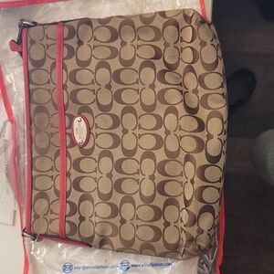 Coach Signature Canvas File Crossbody Bag Khaki/Classic Red F36378